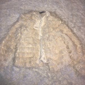 White fluffy jacket